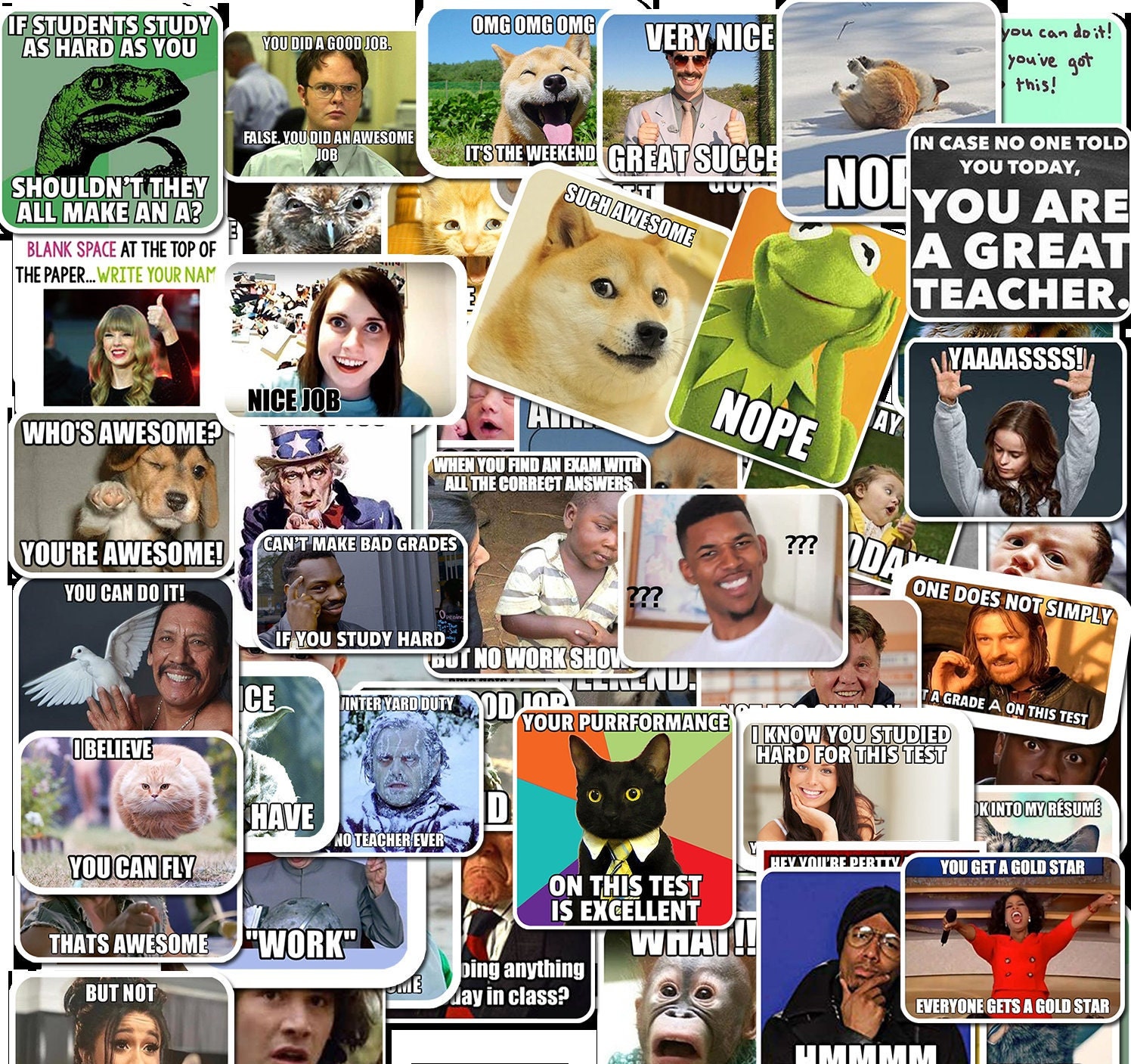 100 Meme Sticker Set – Lustige Katzen-Aufkleber Für Auto, Laptop, Skateboard & Mehr, Größe 3-8 Cm