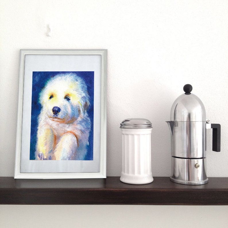 Great Pyrenees Art Print Great Pyrenees Puppies Mr.lucky Artwork 8x10\u201d and 11x14\u201d Sizes Great Pyrenees Gifts