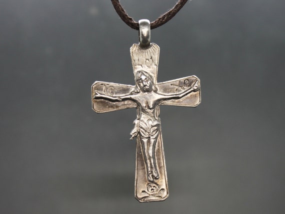 Ancient Medieval silver Cross. Medieval cross. Med