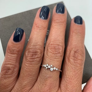 Diamond Ring, Cluster Ring, Diamond Twig Ring, 14k White Gold Wedding Band, Stacking Ring, Promise Ring, Ring for Woman, Unique Ring