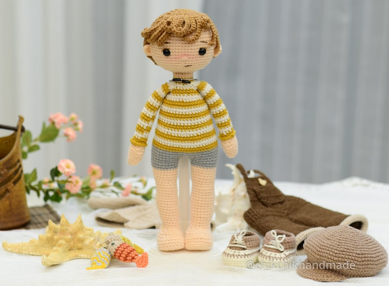 TOMMY The Fisher Crochet Doll Pattern Amigurumi, PDF in English, French, Dutch, Portuguese zdjęcie 2