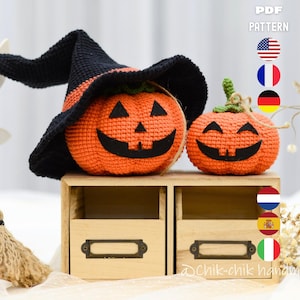 Tutorial PDF Schema Amigurumi per Zucche di Halloween all'uncinetto (En/Fr/De/Es/It/Nl)