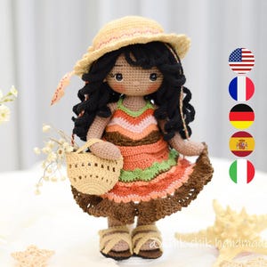 Patrón Muñeca CAMILA a Crochet, Patrón Muñeca Amigurumi, Tutorial PDF (En, Fr, De, Es, It)