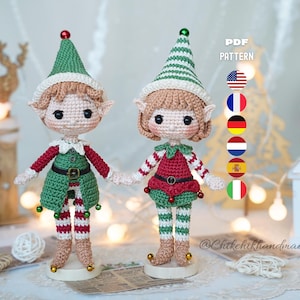 Christmas Ornament Crochet Pattern, Amigurumi Doll Set (Lutin & Lumi), PDF Tutorial (En/Fr/De/Es/Nl/It)