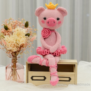 Ballerina Pig Amigurumi Crochet Pattern, Crochet Pig Tutorial, PDF English Pattern