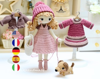Little Daisy Dachshund Crochet Doll Pattern, PDF Tutorial  (En/Fr/De/Esp/It)