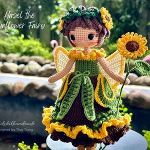 Sunflower Fairy Crochet Doll Pattern, HAZEL Amigurumi Girl Doll, PDF Tutorial (En/Fr/De/Es/Nl/It) image 6