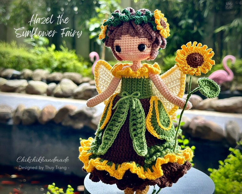 Sunflower Fairy Crochet Doll Pattern, HAZEL Amigurumi Girl Doll, PDF Tutorial (En/Fr/De/Es/Nl/It) image 6