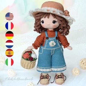 Piccola CATHY Schema per bambola all'uncinetto, Schema per bambola Amigurumi, Tutorial PDF (En, Fr, De, Esp, Nl, It)