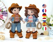 Cowboy Couple Doll Crochet Pattern, Amigurumi Boy & Girl Dolls, Western Set, PDF Tutorial (En/Fr/De/Es/It/Nl)