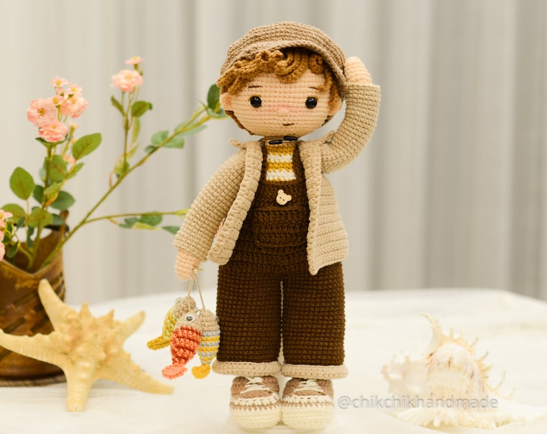 TOMMY The Fisher Crochet Doll Pattern Amigurumi, PDF in English, French, Dutch, Portuguese zdjęcie 1