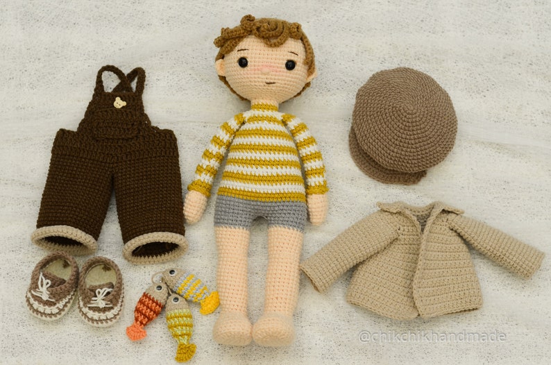 TOMMY The Fisher Crochet Doll Pattern Amigurumi, PDF in English, French, Dutch, Portuguese zdjęcie 8