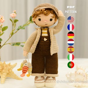 Haakpatroon Pop Amigurumi Pop Patroon TOMMY De Visser PDF in Engels, Duits, Frans, Nederlands, Portugees, Spaans, Italiaans