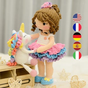 CHRISTINE & Friend, Crochet Doll Pattern, Amigurumi Doll Pattern, PDF Tutorial (En, Fr, De, Es, It)