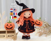 BEATRIX the Little Witch, Halloween Amigurumi Doll Crochet Pattern, PDF Tutorial (En/Fr/De/Es/Nl/It)