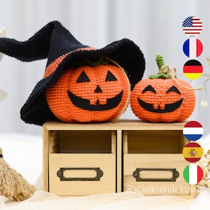 Halloween Pumpkins Amigurumi Crochet Pattern PDF English, Français, Deutsch, Nederlands, Español, Italiano