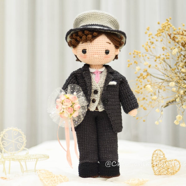 Crochet Doll Pattern, BENJAMIN the Groom Pattern PDF in English, Français