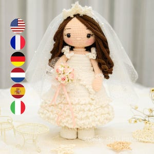 GRACE Bride Wedding Doll, Crochet Pattern Doll Amigurumi Pattern, PDF Tutorial (En, Fr, De, It, Nl, Esp)