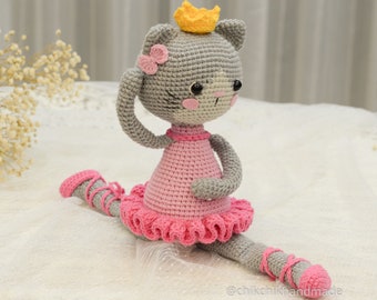 Ballerina Cat Amigurumi Crochet Pattern, Crochet Cat Tutorial, PDF English Pattern