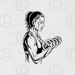 Fitness girl svg- Fitness girl svg file-Fitness girl with dumbbells silhouette -Fitness girl png- girl with dumbbells dxf-eps-png files