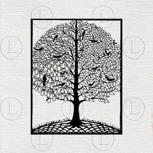 Tree illustration svg the four seasons Tree illustration drawing-Tree illustration clip art silhouette- svg for cricut png dxf pdf eps files