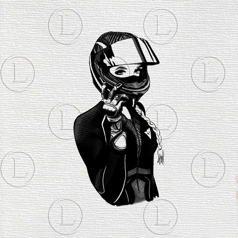 Download Helmet Biker Girl With Helmet Drawing