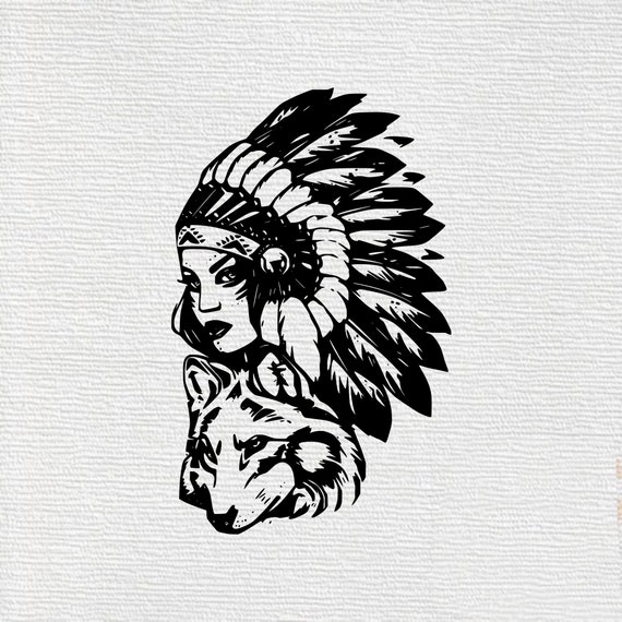 Download Indian Headdress Svg File Indian Girls Drawing Indians Girls Etsy