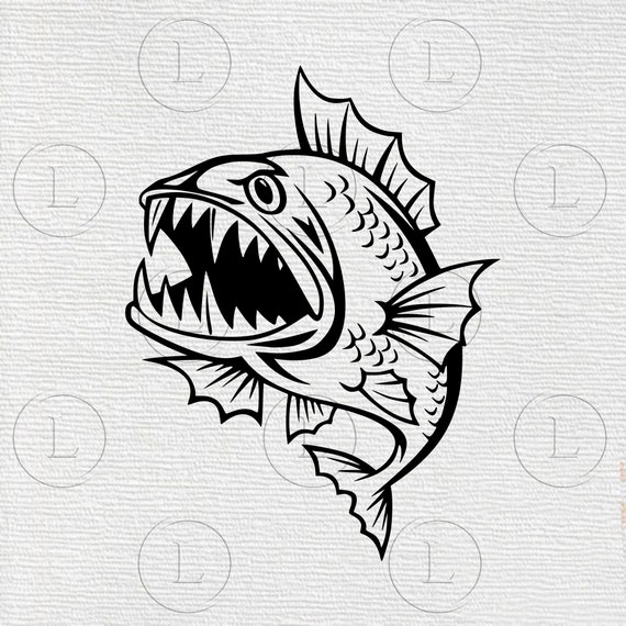 Download Fish Piranha Silhouette Fish Drawing Dxf Fish Svg Pdf Png Eps Files