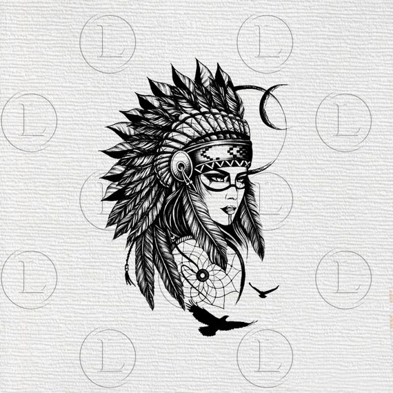 Download Indian Headdress Svg File Indian Girls Drawing Indians Girls Etsy