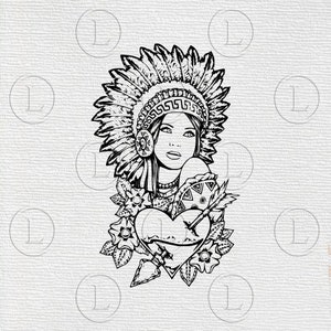Indien Coiffe Svg Fichier Filles Indiennes Dessin Indiens Etsy