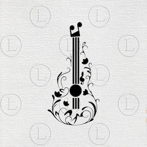 stencil gitaar SVG-gitaar pop tekening-stencil gitaar vectorafbeeldingen-gitaar muziek-muziekinstrument gitaar SVG voor cricut silhouet PNG