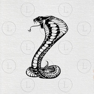 Cobra SVG-Snake vector graphics-Cobra tekening SVG-Cobra Snake Reptilia silhouet-Cobra Illustration-Cobra SVG voor cricut SVG PNG DXF-bestanden