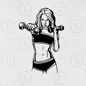 Fitness girl svg- Fitness girl svg file-Fitness girl with dumbbells silhouette -Fitness girl png- girl with dumbbells dxf-eps-png files