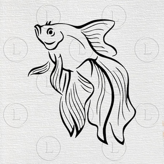 Golden Fish Svg Fish Drawing Png Golden Fish Svg For Etsy