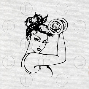 Fitness meisje SVG-Fitness meisje SVG-bestand-Fitness meisje met halters silhouet-Fitness meisje PNG-meisje met halters DXF-EPS-PNG-bestanden