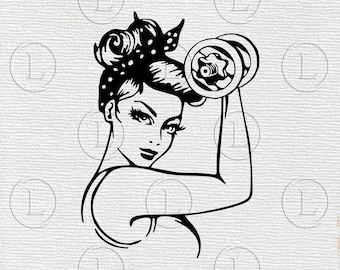 Fitness-Mädchen SVG- Fitness-Mädchen-Svg-Datei-Fitness-Mädchen mit Hanteln Silhouette -Fitness-Mädchen png- Mädchen mit Hanteln dxf-eps-png-Dateien