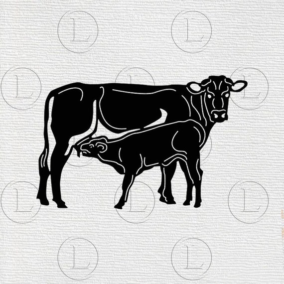 Cow and Calf Svgcow and Calf Animal Clip Artcow and Calf Etsy