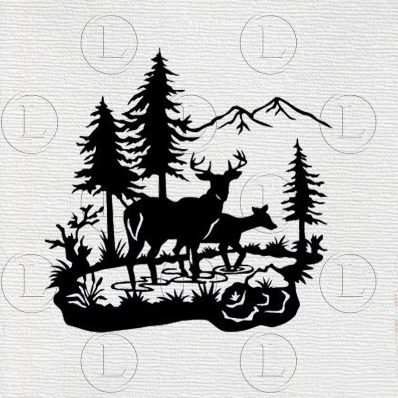 Deer in the Forest Svg-deer in the Forest Drawing Clip - Etsy