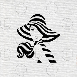 Elegant woman in a hat svg-woman in a hat silhouette-Woman in a hat vector graphics- svg for cricut-Woman iclipart svg dxf png pdf eps files