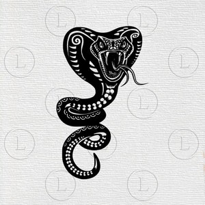 Cobra SVG-Snake vector graphics-Cobra tekening SVG-Cobra Snake Reptilia silhouet-Cobra Illustration-Cobra SVG voor cricut SVG PNG DXF-bestanden