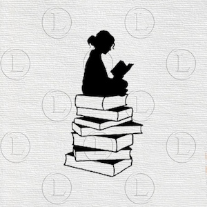 Tattoo Book svg -Tattoo Ideas for Reading Fans-Reading lover girl silhouette-Book vector graphics-svg for cricut- png svg pdf eps files