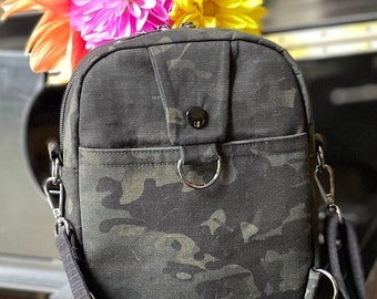 Multicam Black Camouflage Mini Sling/Backpack/Crossbody Bag