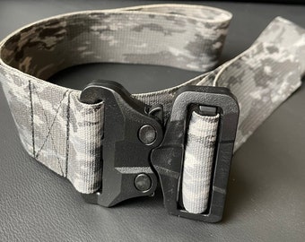 Taktischer A-TACS Gürtel 5 cm Breit, A-TACS au, at-x, fg-x, Ghost, fx, Cobra Buckle