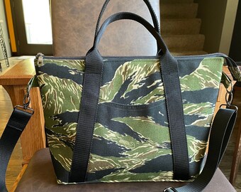 Military Tiger Stripe Camouflage Tote Bag,  Vietnam War Tiger Stripe