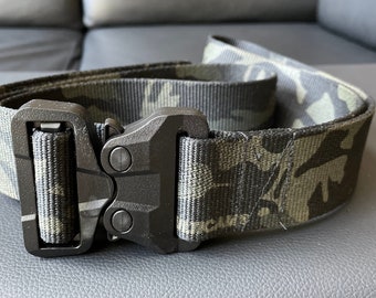 Multicam Black Duty Belt, 1.75 inch wide, Adjustable, Cobra Buckle, Police, Military