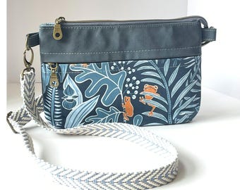 Crossbody Bag Blue Jungle Tree Frogs Cute Summer Bag
