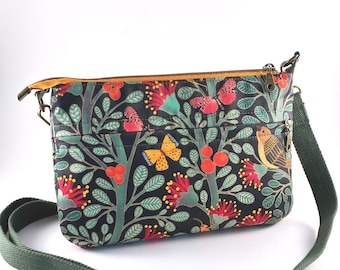 Crossbody Bag Nature Inspired Songbird Garden Print