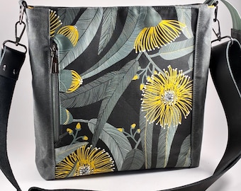 Crossbody Bag Waxed Canvas Phone Pocket Top Zipper Closure Gift