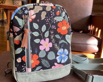 Rifle Paper Mini Crossbody, Sling, Backpack, canvas, waxed canvas