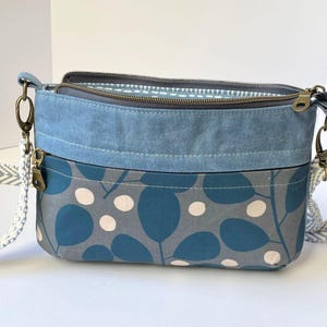 Wax Canvas Crossbody Bag, Lizzie Clark Blue Floral